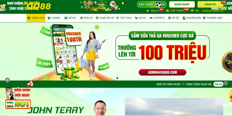 Giao diện trang chủ QQ88 Giao diện trang chủ QQ88